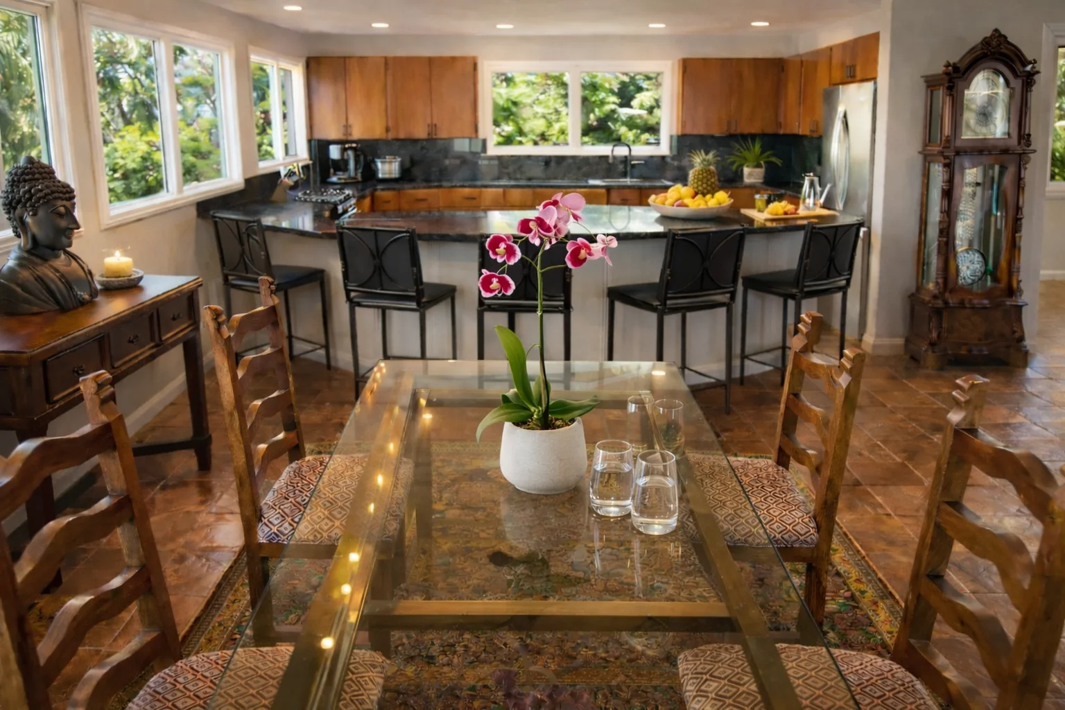Dining and gathering space at the estate